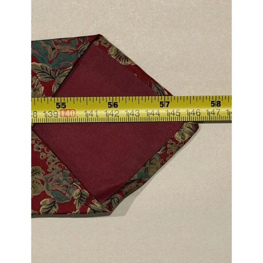 Vintage Don Loper Beverly Hills Necktie 100% Italian Silk Red Gold Floral Print